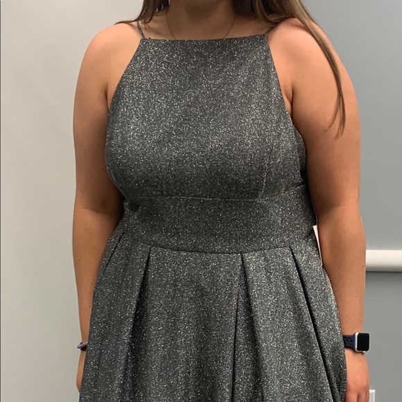 Silver metallic gray pewter silver Formal Prom Dress Size...